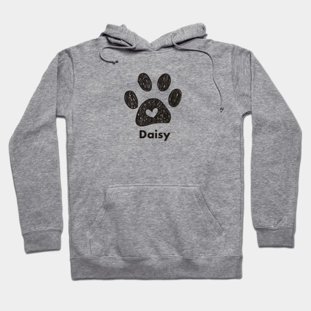 Daisy name made of hand drawn paw prints Hoodie by GULSENGUNEL